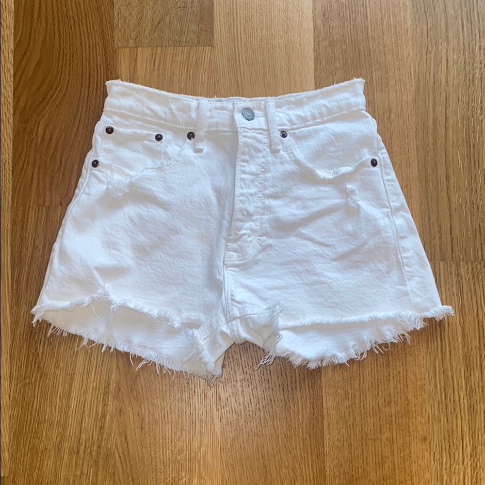 Abercrombie Curve Love White Jean Mom Shorts